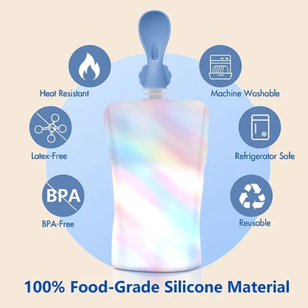 Set de 5 Cucharas de Silicona para Bebés – Alimentación Segura y Sin Derrames